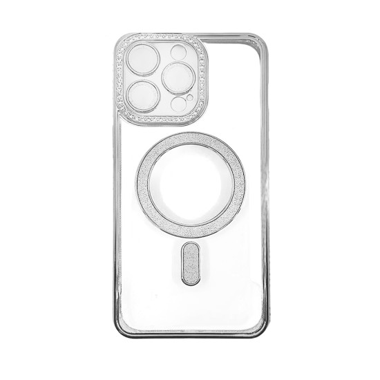 Magnetic Case with Camera Lens for Apple iPhone 15 Pro Max Silver Magnetic Case with Camera Lens for Apple iPhone 15 Pro Max Silver
